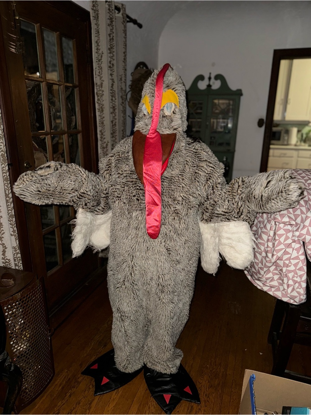 Vintage Adult Size Handmade Thanksgiving Turkey Bird Costume w/ Tail Feather